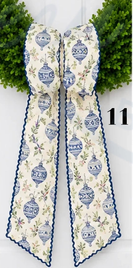 Merry & Bright Sash-Blue Ornaments