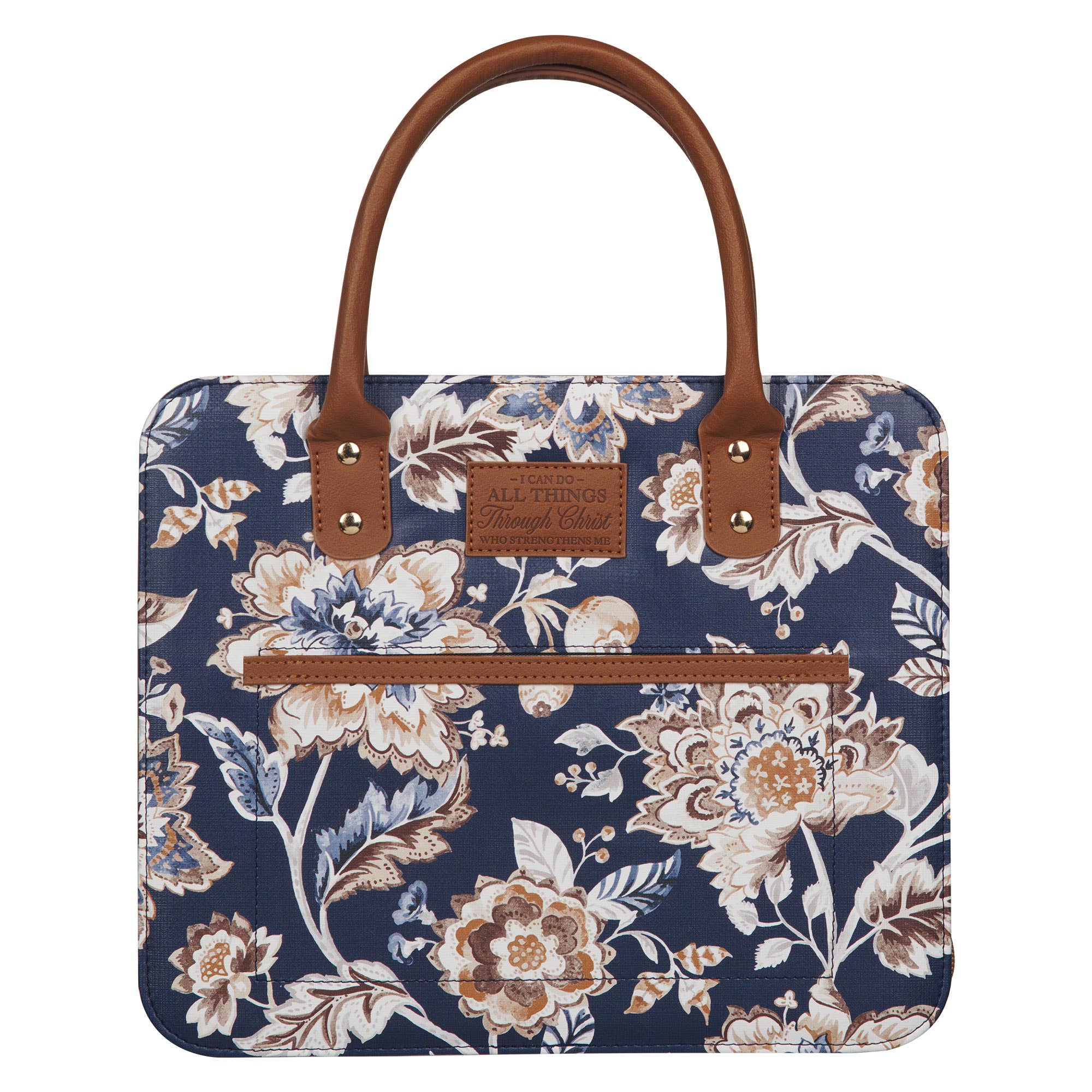 Bible Cover Fashion Navy/Brown All Things Phil. 4:13: Medium