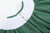 Green Christmas Tree Smocked Bishop Dress