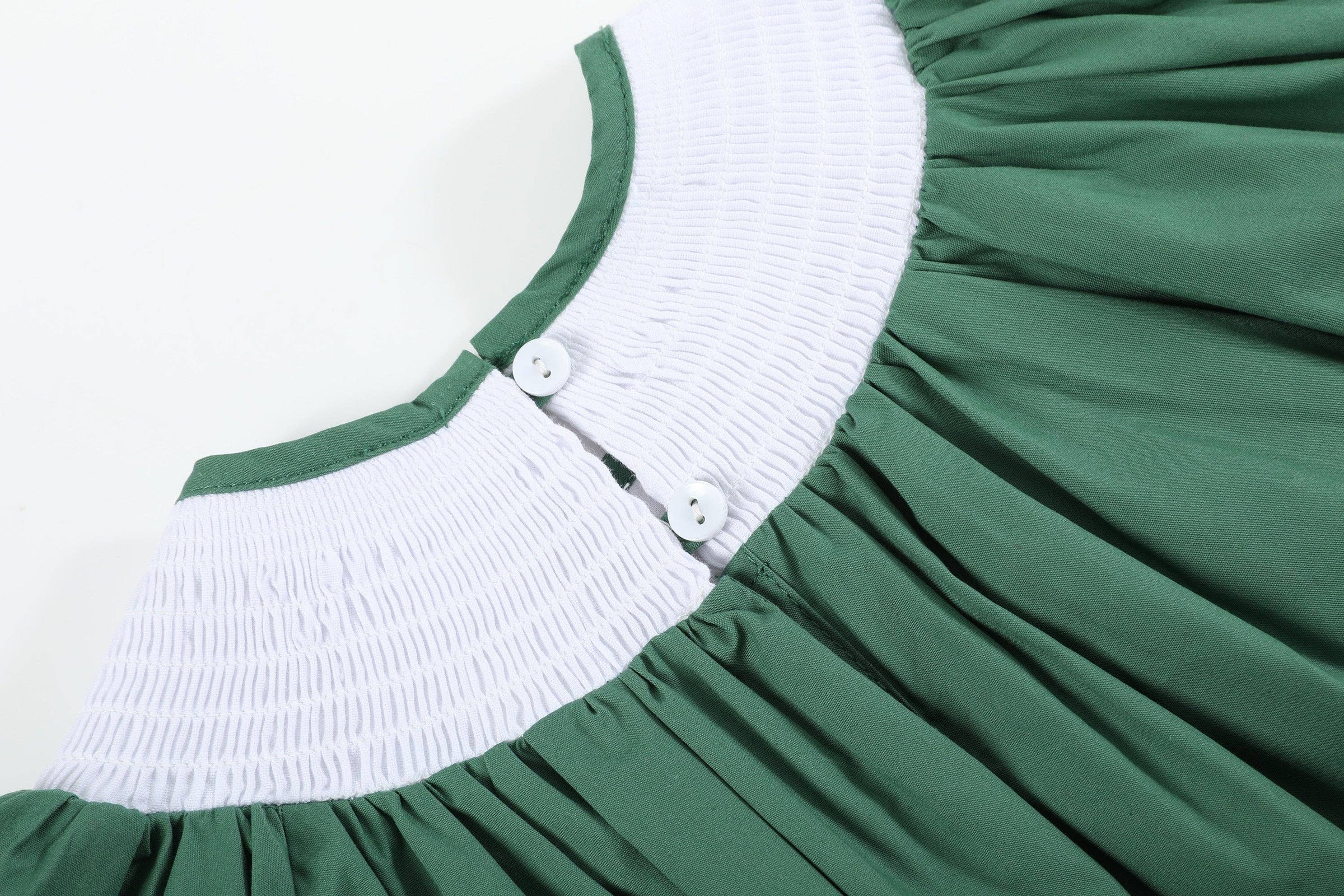 Green Christmas Tree Smocked Bishop Dress