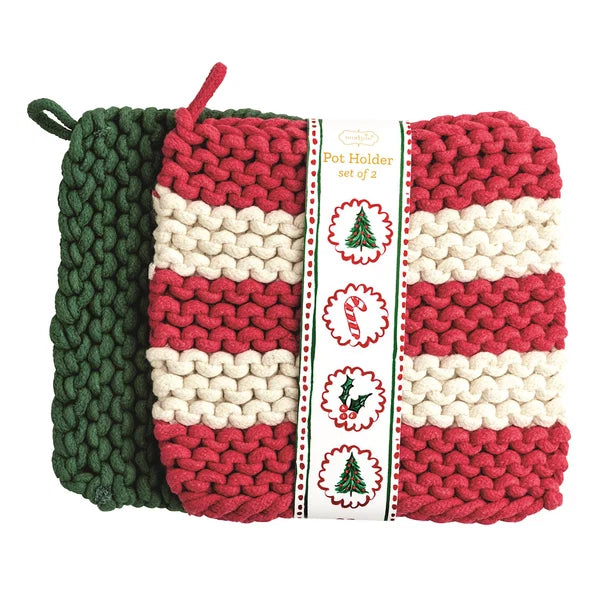 Green Stripe Pot Holder Set