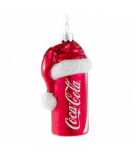 Coca-Cola® Can With Santa Hat Glass Ornament