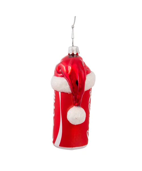 Coca-Cola® Can With Santa Hat Glass Ornament