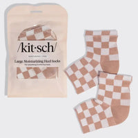 Large Moisturizing Heel Socks - Terracotta Checker