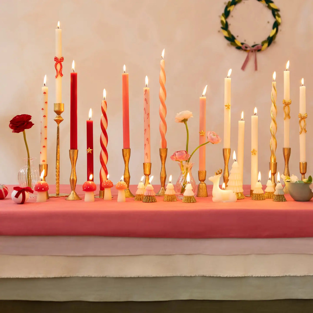 Red Stripe Twist Candles