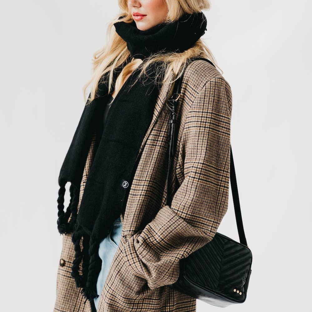 Coco Quilted Camera Crossbody Bag: Black