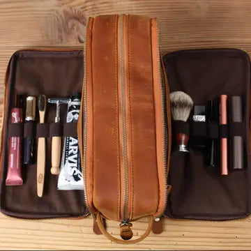 Men's Waterproof Leather Toiletry Bag