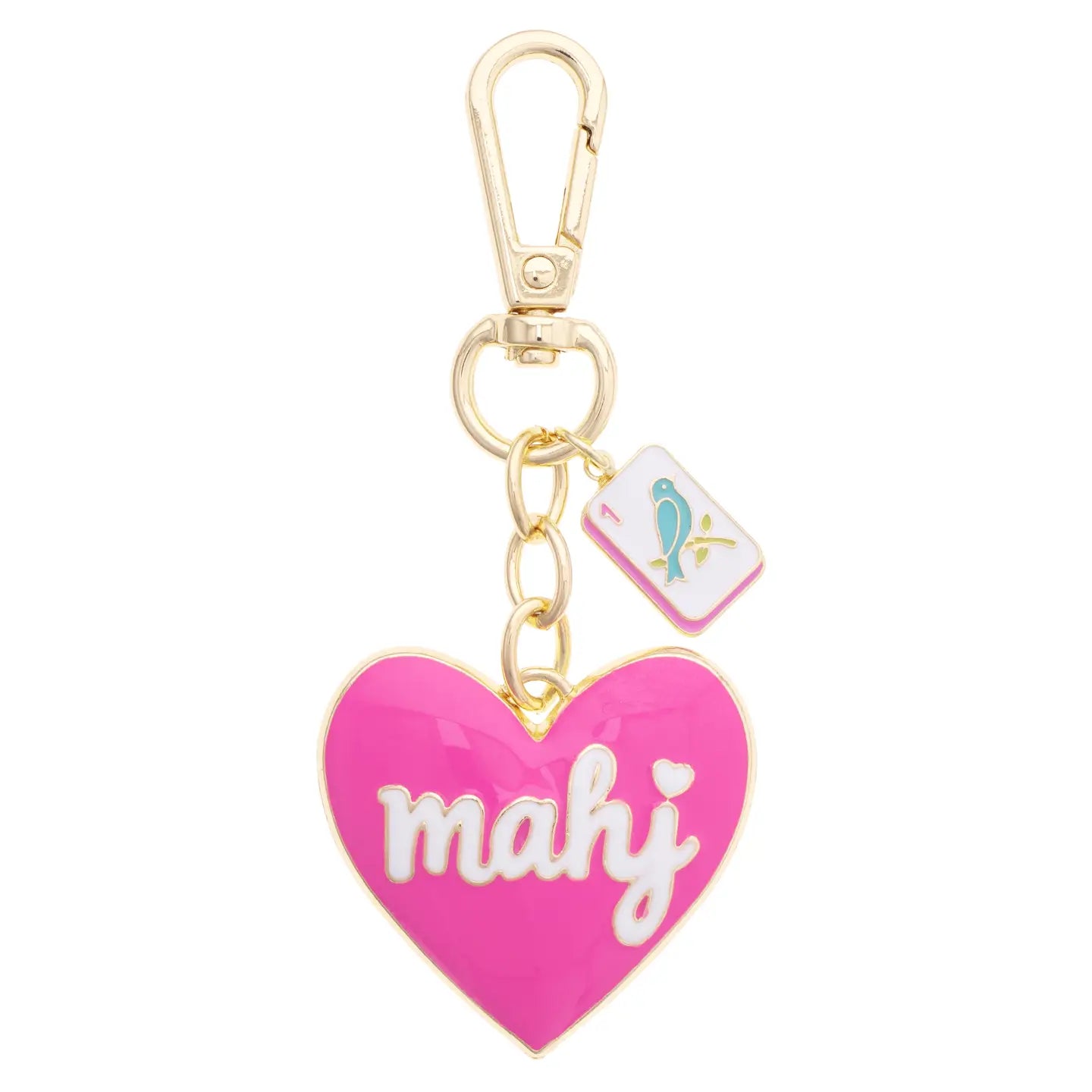 Mahjong Enamel Heart Bag Charm