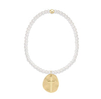 Classic Pearl 4mm Bead Bracelet- Inspire Gold Charm