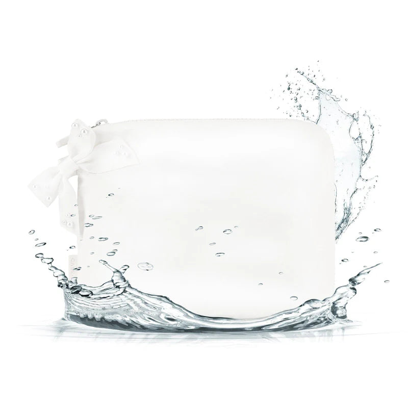 Ivory Pearl Bow Waterproof Beach Zip Pouch