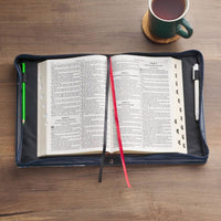 Bible Cover Fashion Blue Floral Trust Prov. 3:5 L: Large