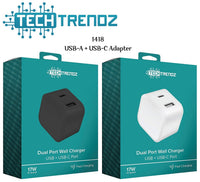 DUAL USB WALL ADAPTER: White Dual USB Wall Adapter
