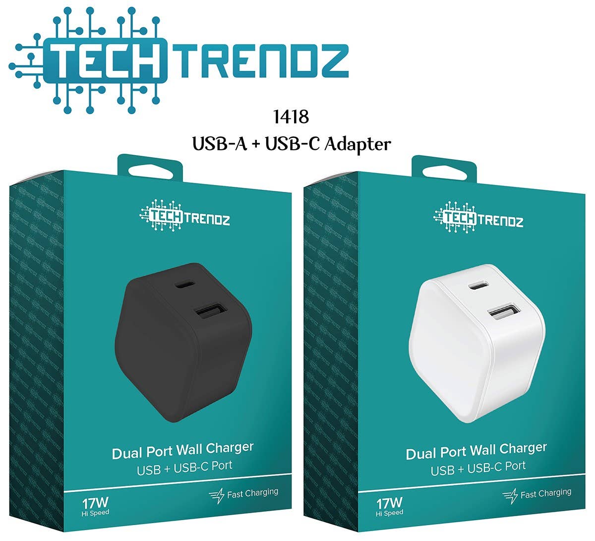 DUAL USB WALL ADAPTER: White Dual USB Wall Adapter