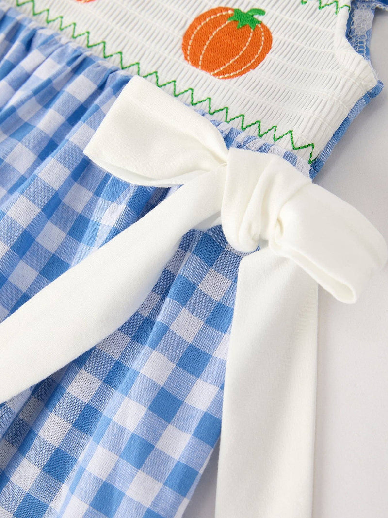 Blue Pumpkin Smocked Embroidery Baby Girl Dress