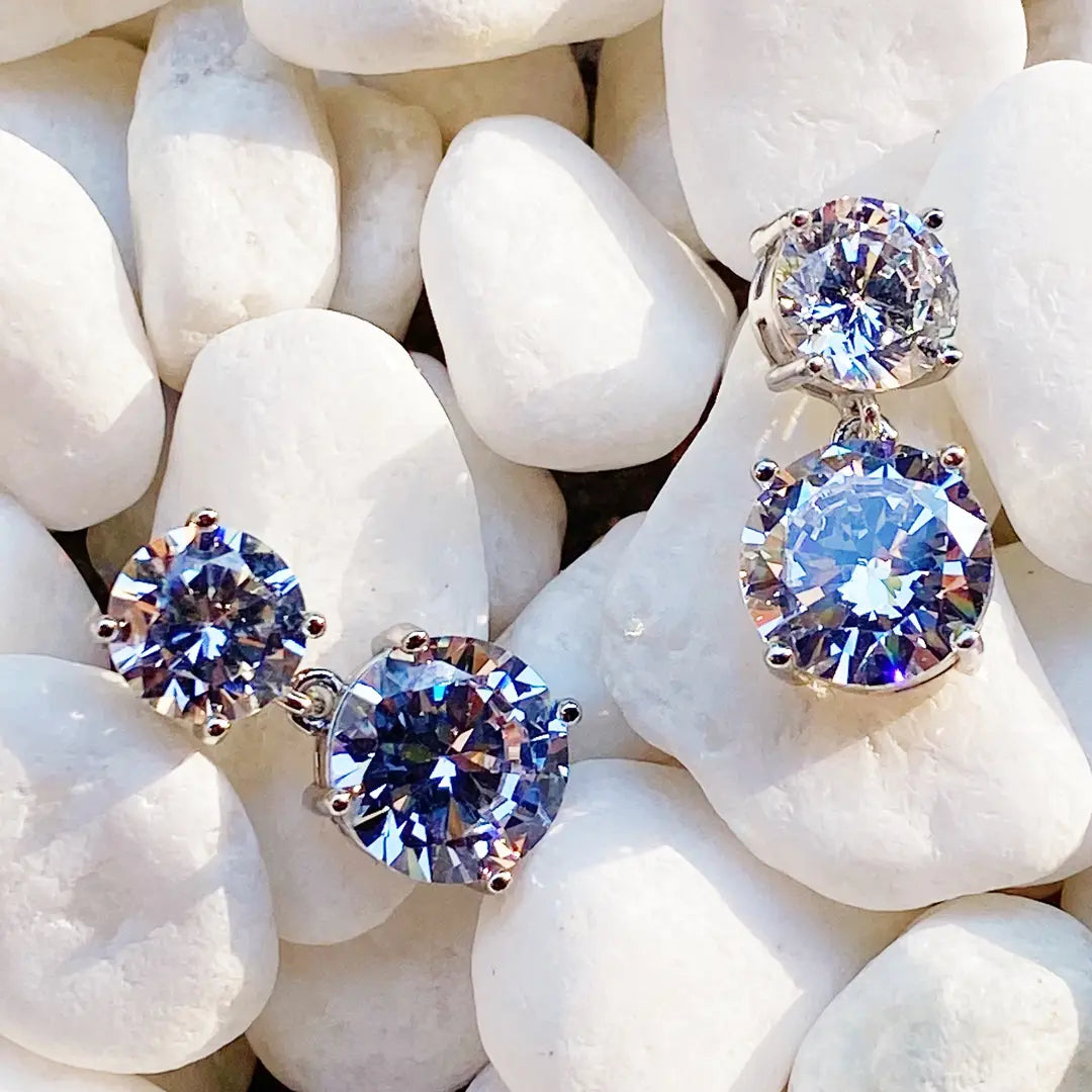 Double Diamond Dangle Earrings