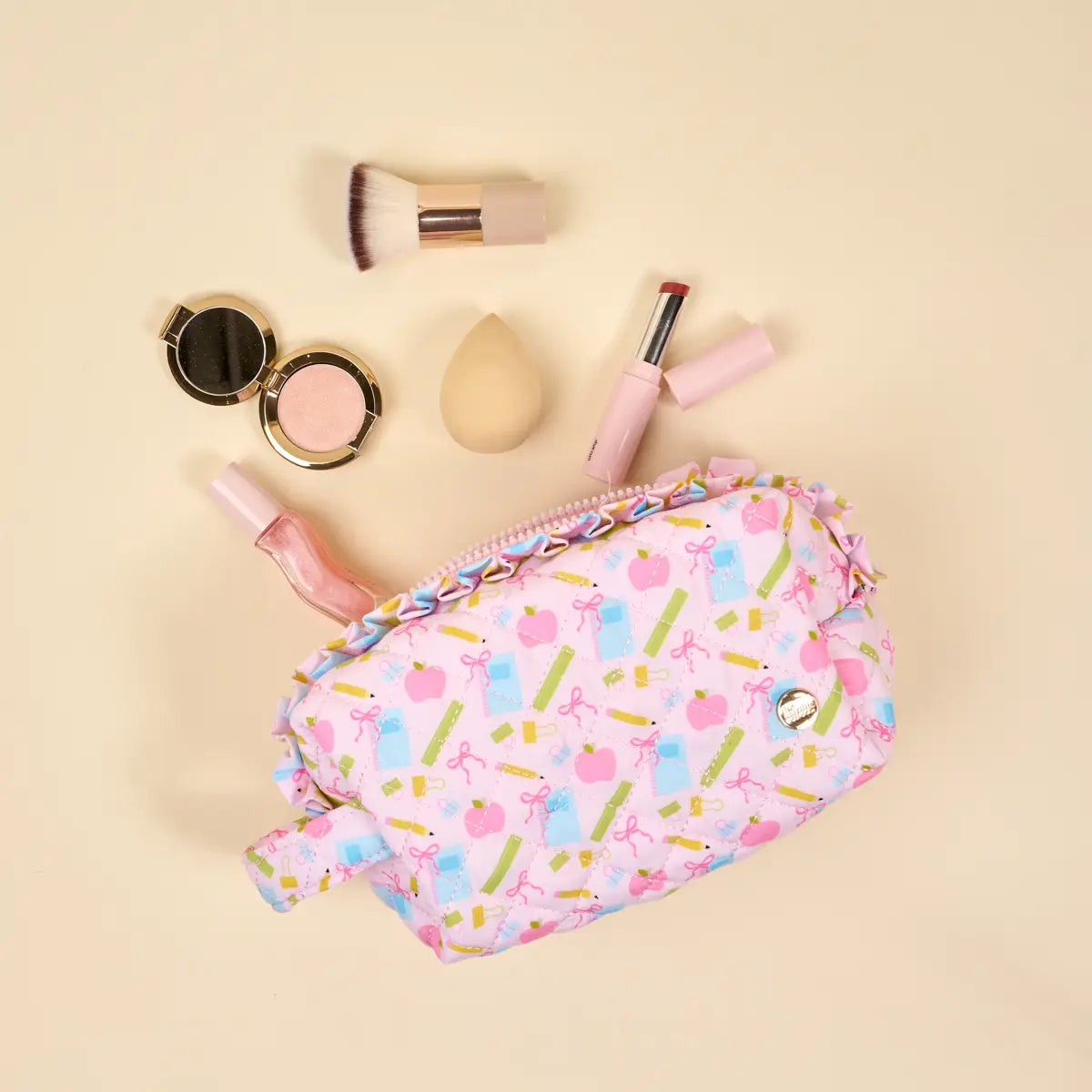 Essentials Quilted Cosmetic Pouch–School's in Session