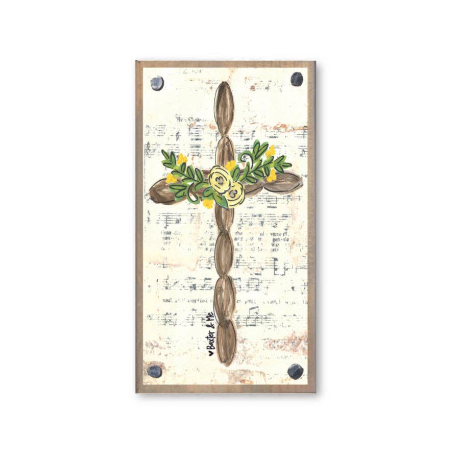 Brown Cross Driftwood Happy Block