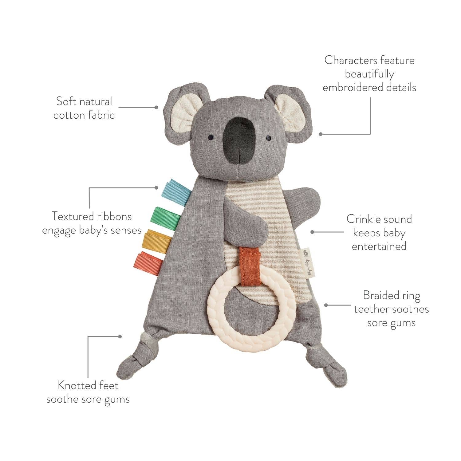 Bitzy Crinkle Sensory Toy with Teether: Koala