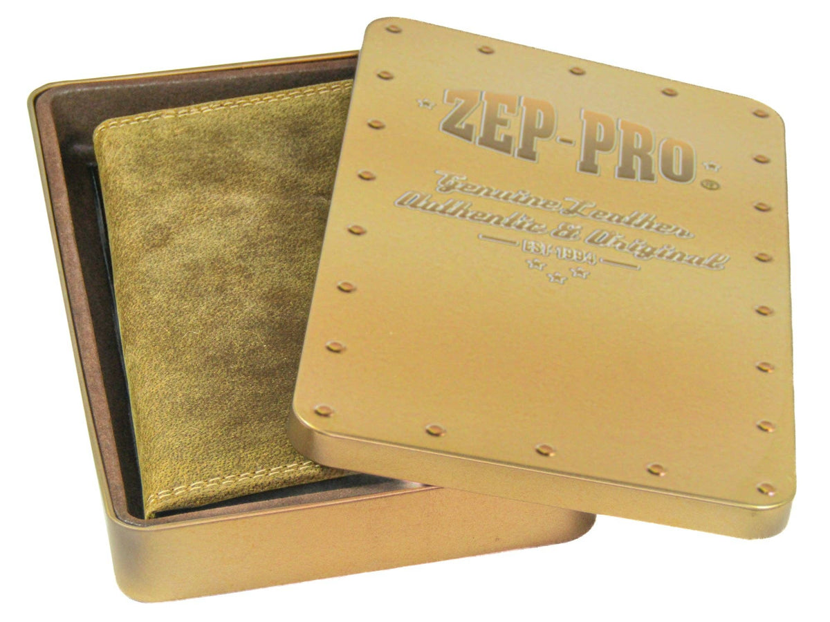 ZEP-PRO leather wallet in a box on a white background