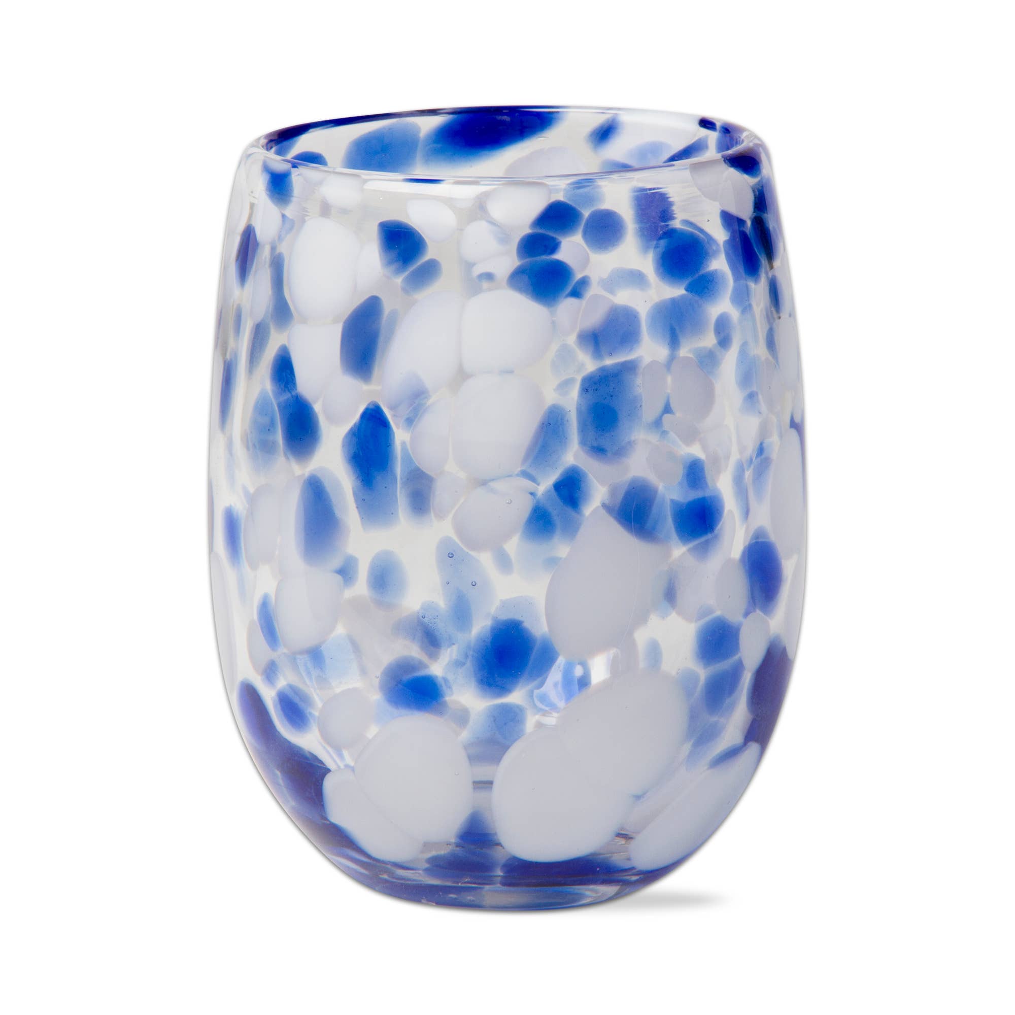 Confetti Stemless Wine Glass - Blue, White