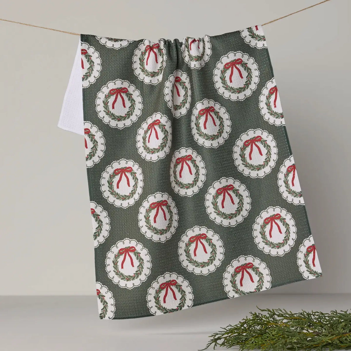 Geometry Merry Wreaths Tea Towel - Holiday 2026