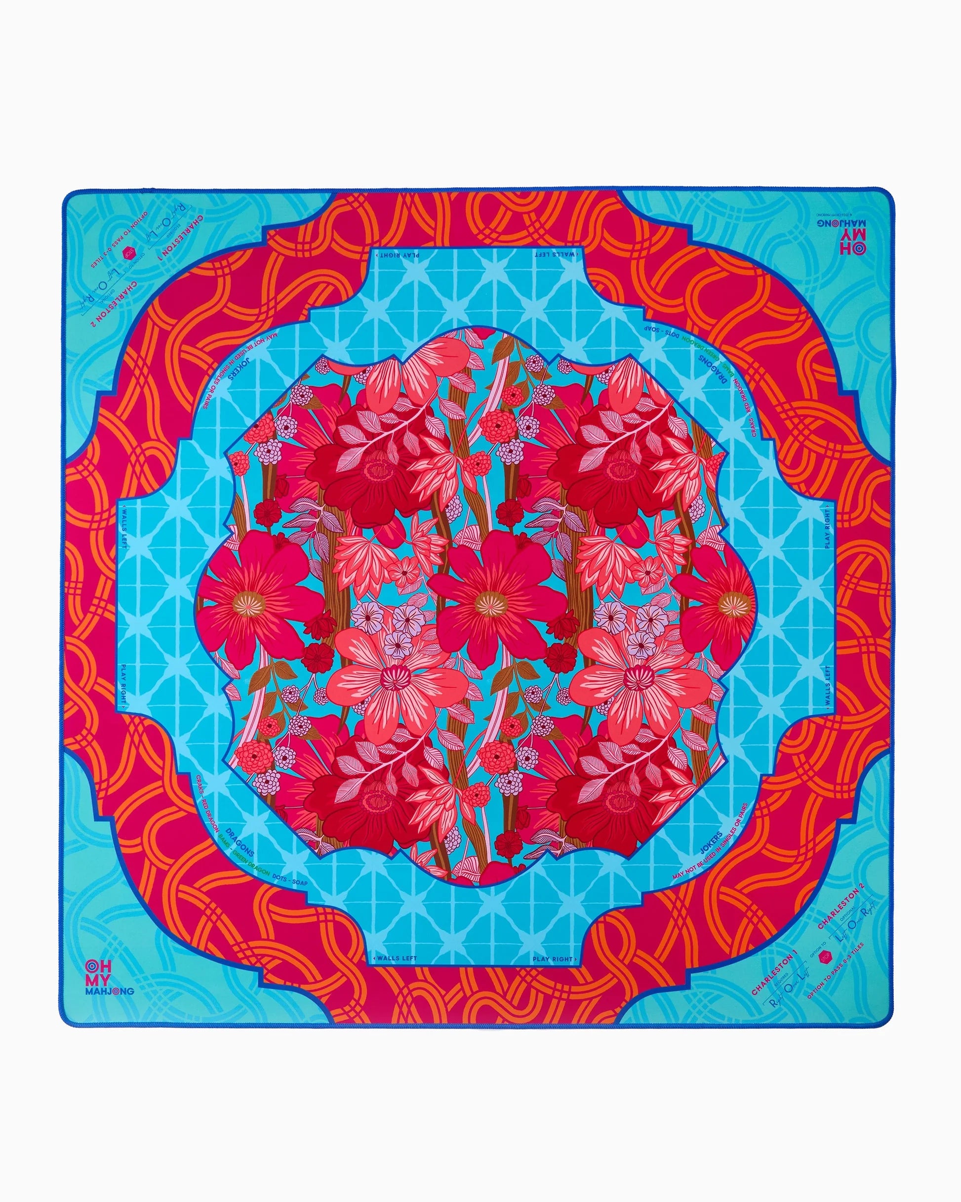 Colorful floral design on a blue background