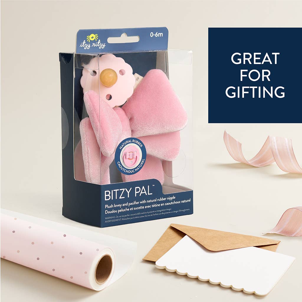 Bitzy Pal Natural Rubber Pacifier & Plush: Bow
