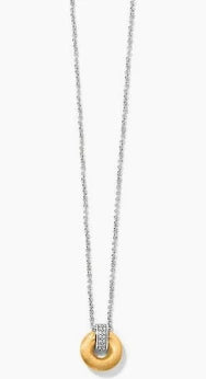 Meridian Geo Mini Pendant Necklace Interlock Twist Two Tone