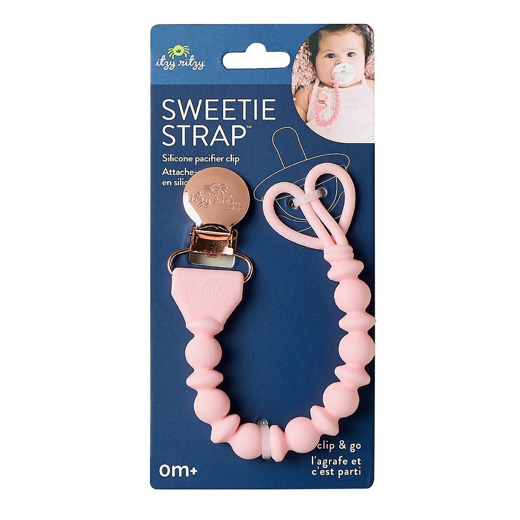 Sweetie Strap™ Silicone One-Piece Pacifier Clips: Pink Beaded
