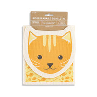 Cat Shaped Biodegradable Dish Cloths (Set Of 2)