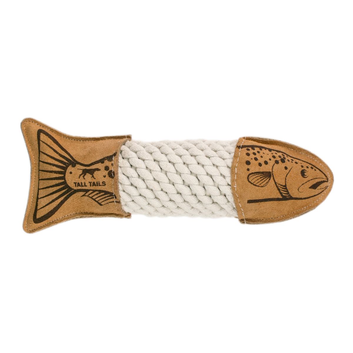 Natural Leather Trout Rope Tug Dog Toy