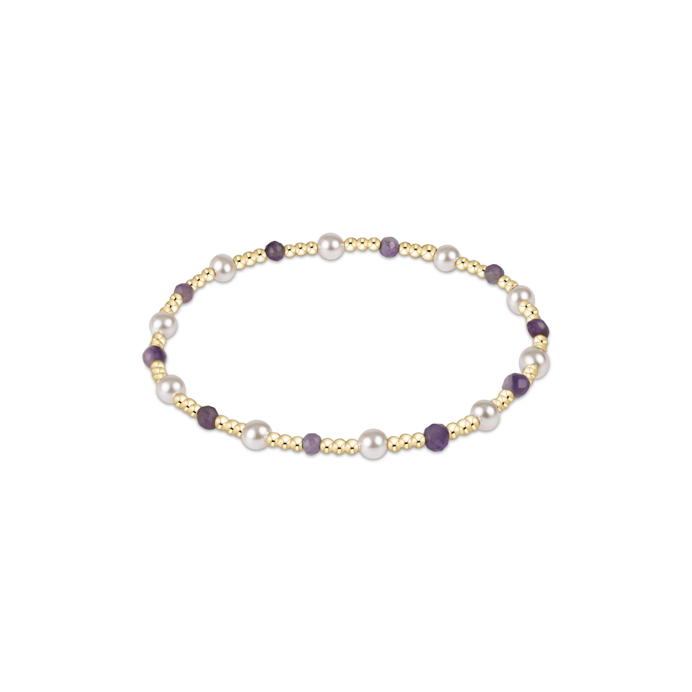 Pearl Sincerity Pattern 4mm Bead Bracelet- Amethyst