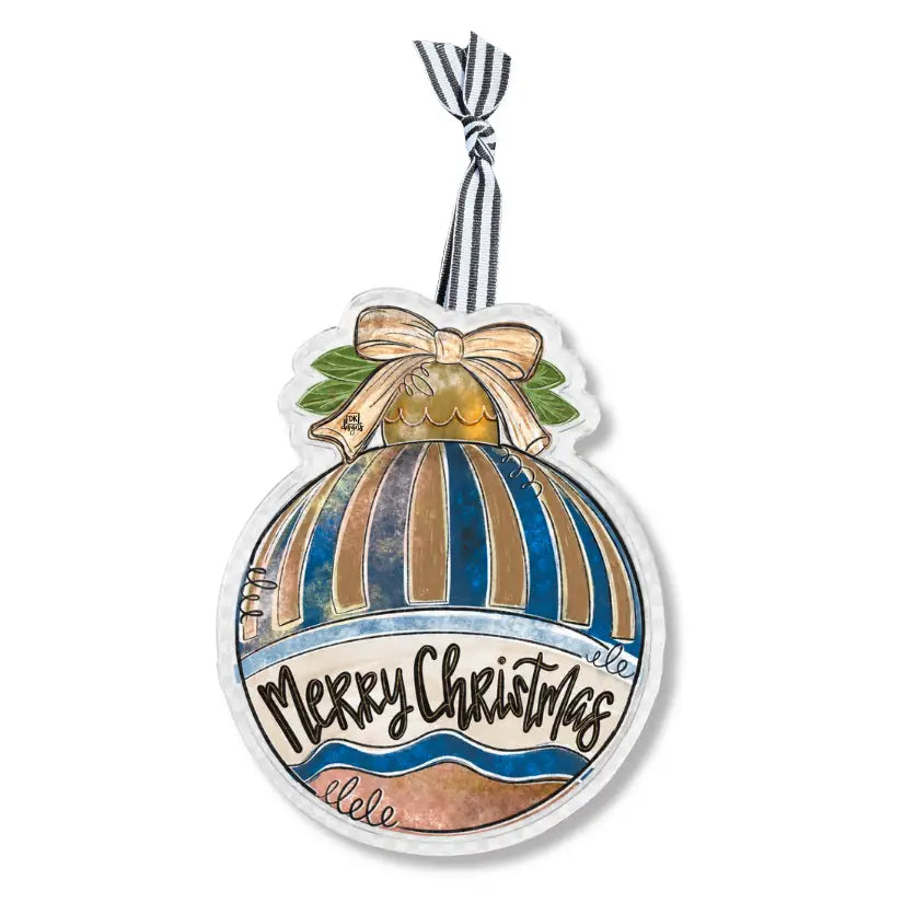 Navy and Gold Bulb Acrylic Ornament