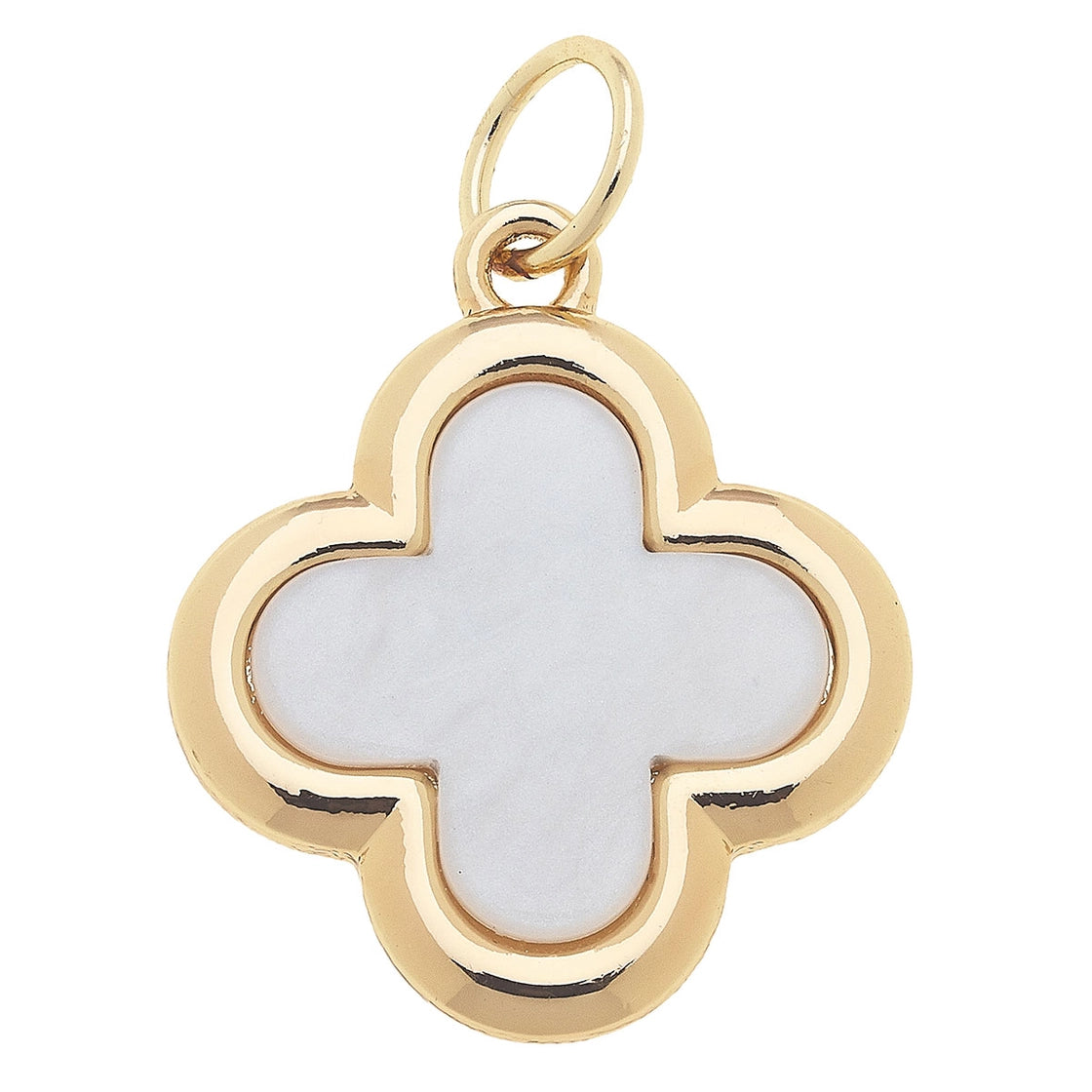 Outline Clover Charm in Mother of Pearl