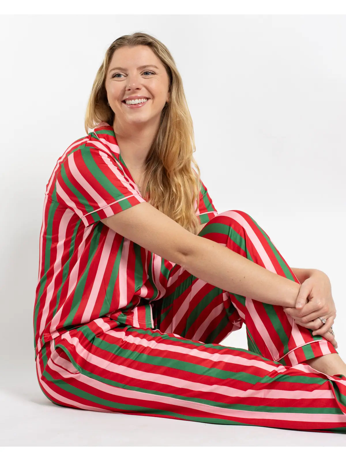 Gumdrop Stripe Short Sleeve Button up & Pants PJ Set