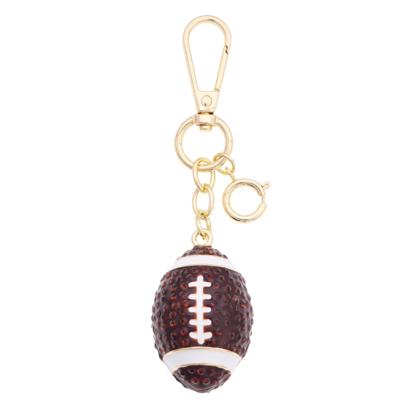 3-D Football Embellished Bag Charm in Brown & White