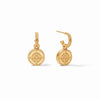 Fleur-de-Lis Hoop and Charm Earring Gold