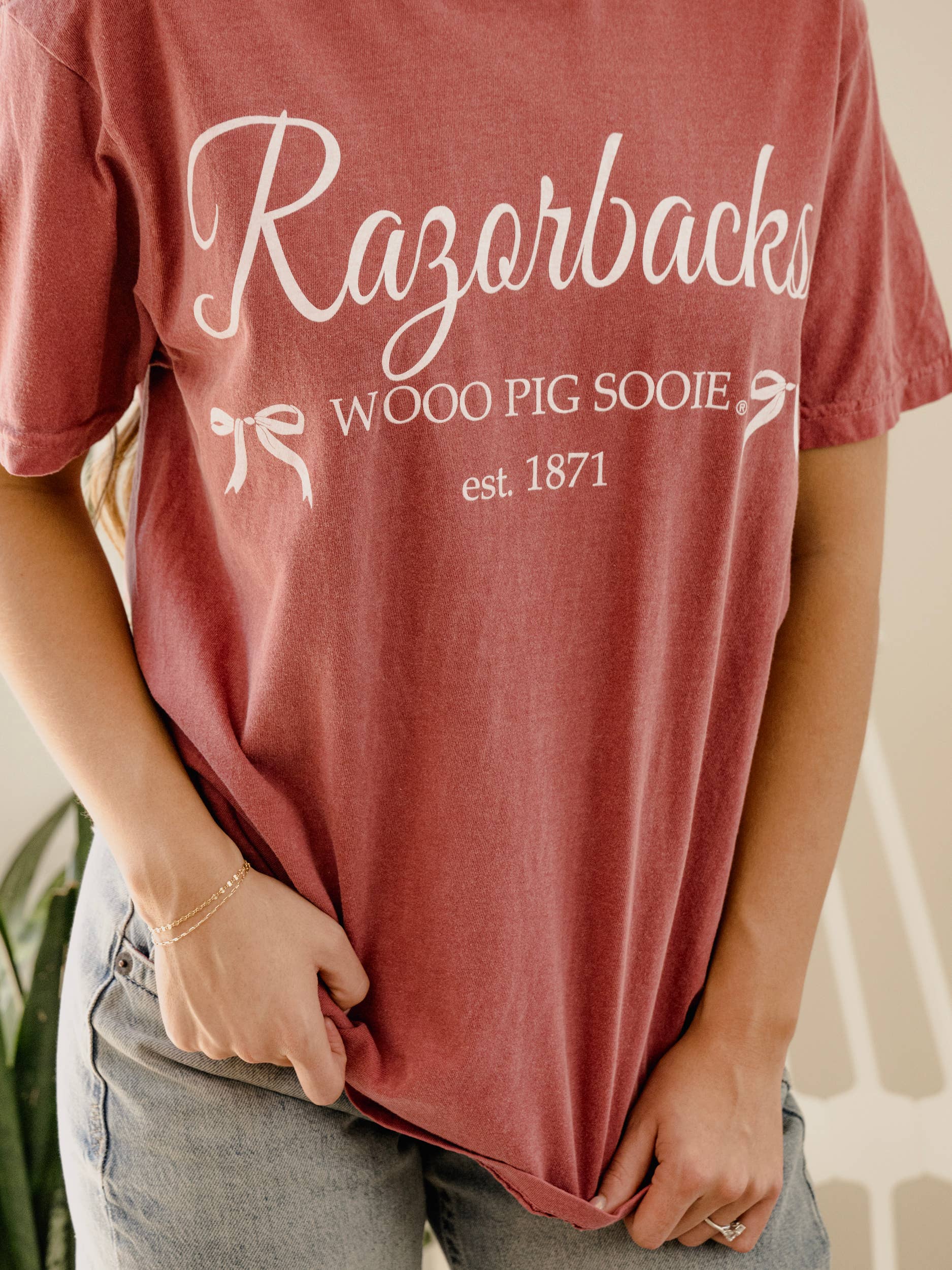 Arkansas Razorbacks Bows Cardinal Comfort Colors Tee