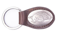 Keychain with Arkansas Razorbacks logo on a white background