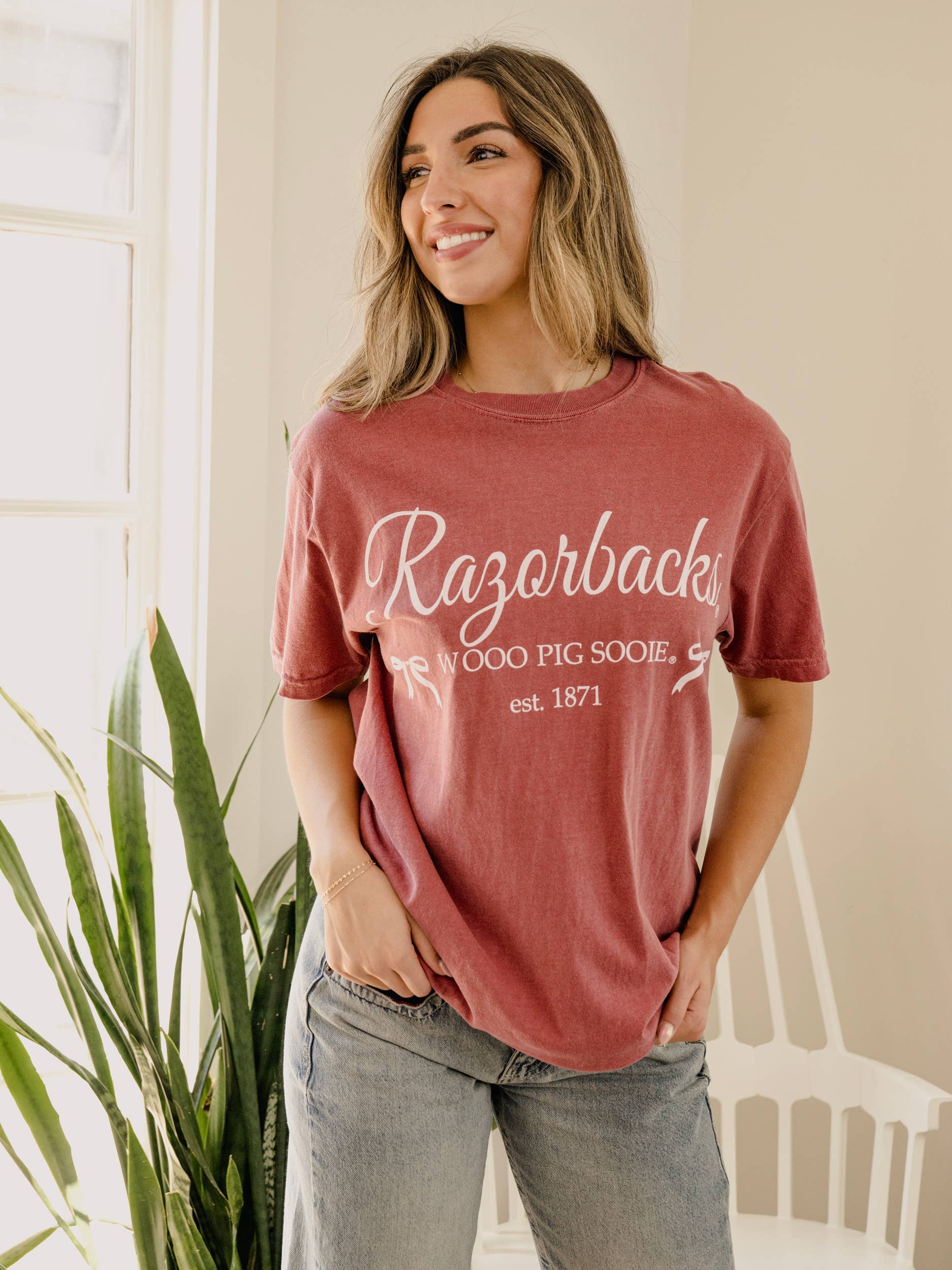 Arkansas Razorbacks Bows Cardinal Comfort Colors Tee