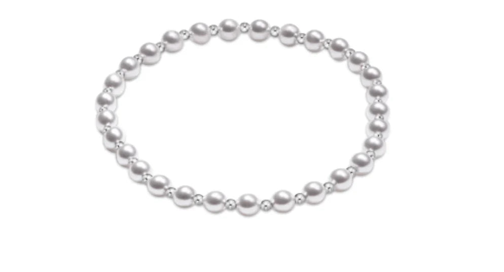 Classic Grateful Pattern Sterling 4mm Bead Bracelet - Pearl