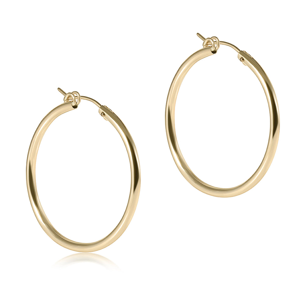 Round Gold 1.25" Hoop Earrings- Smooth