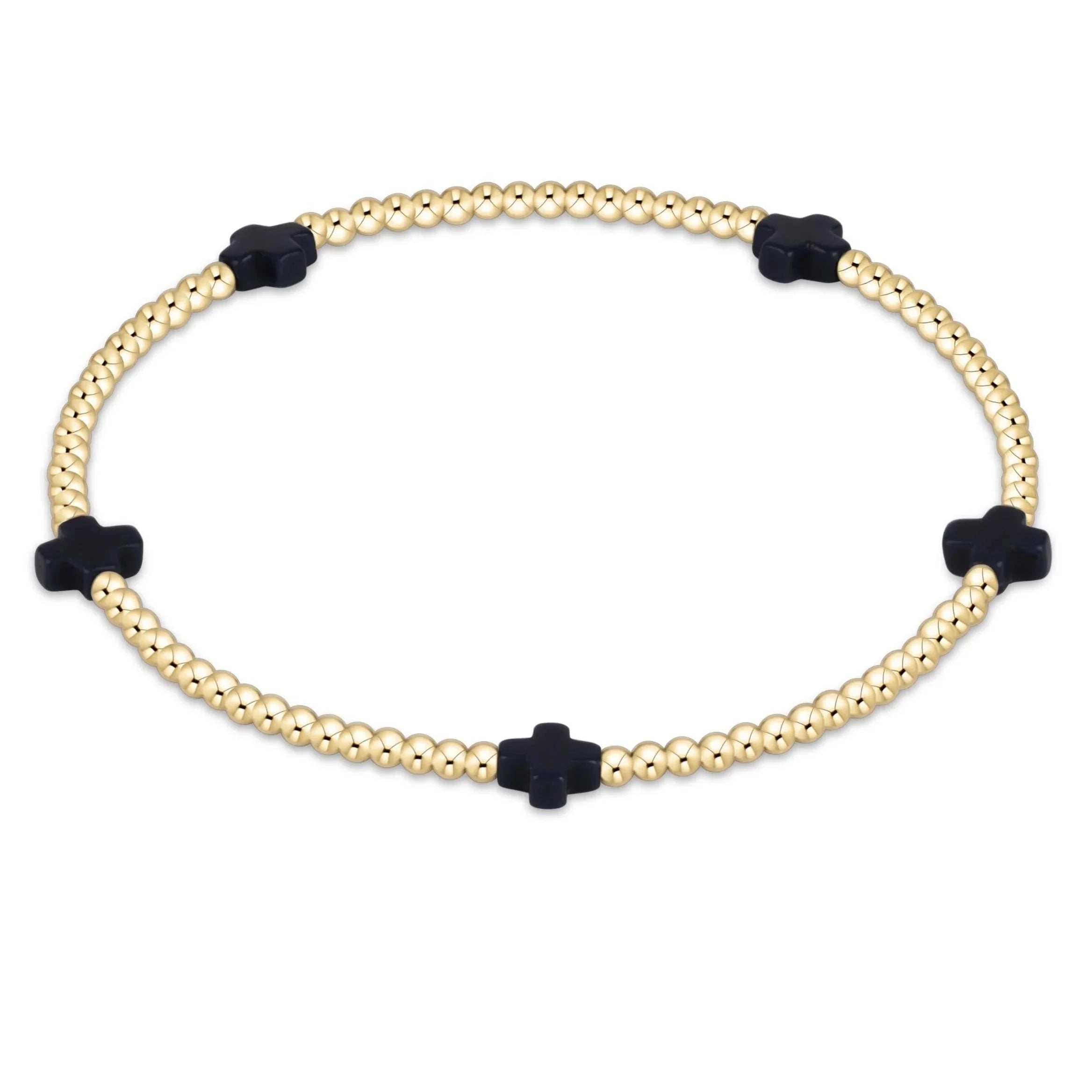 enewton Signature Cross Small 2mm Gold Bracelet - Navy