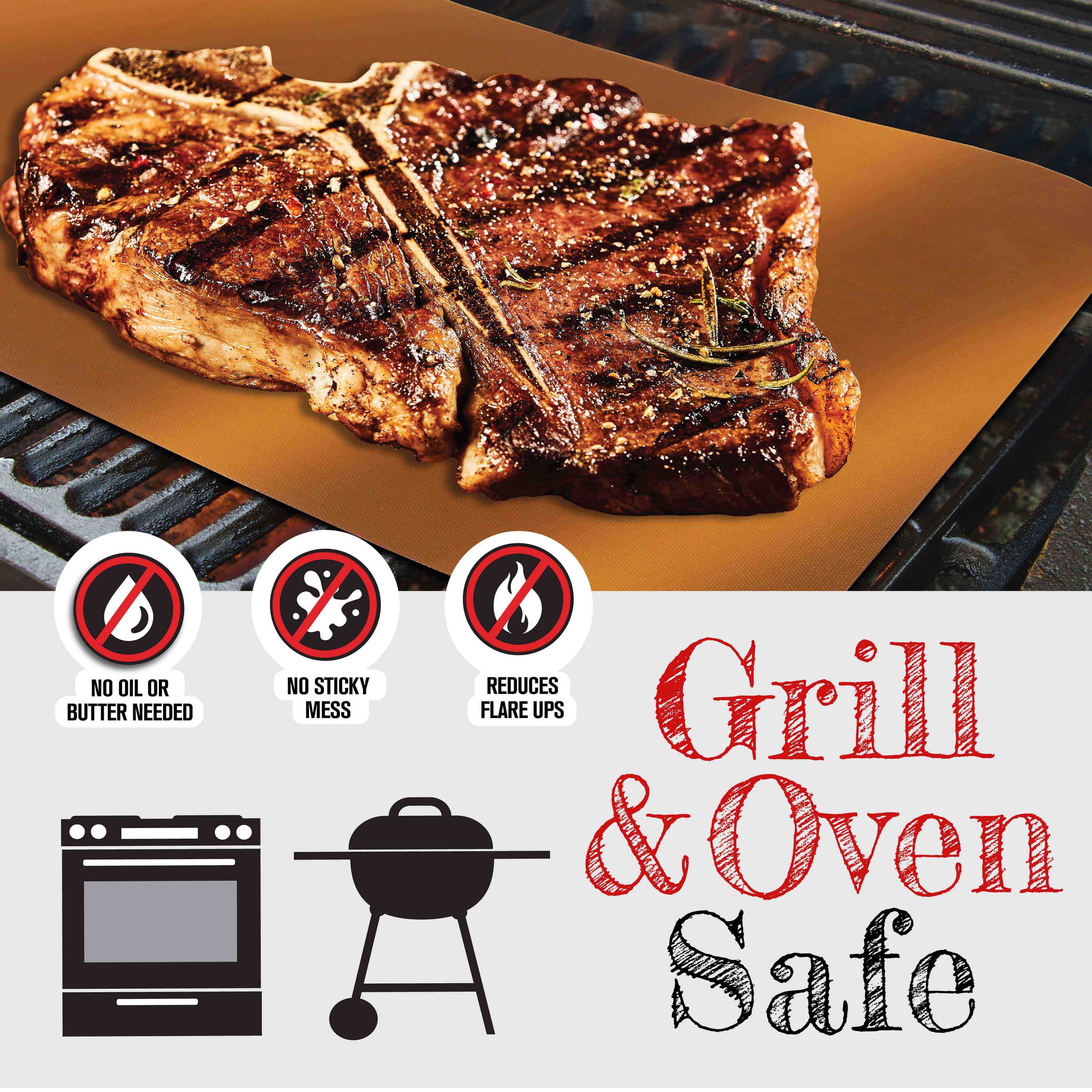 Non-Stick Copper Infused Reusable Pro Bake and Grill Mats