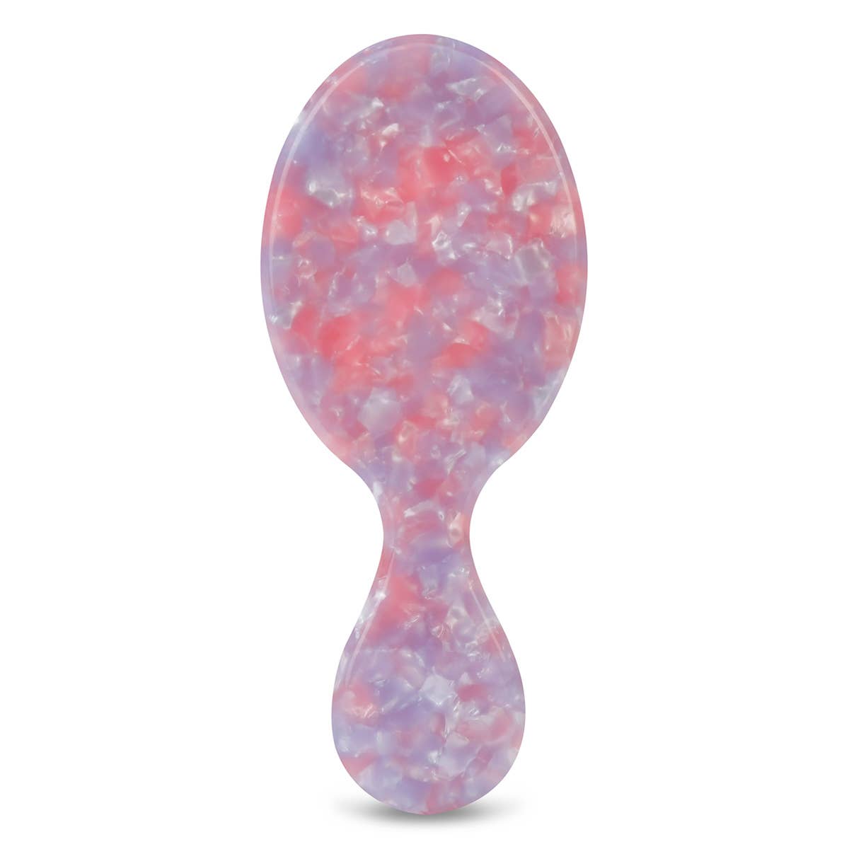 Back of hairbrush in purple, pink, and white mosaic
