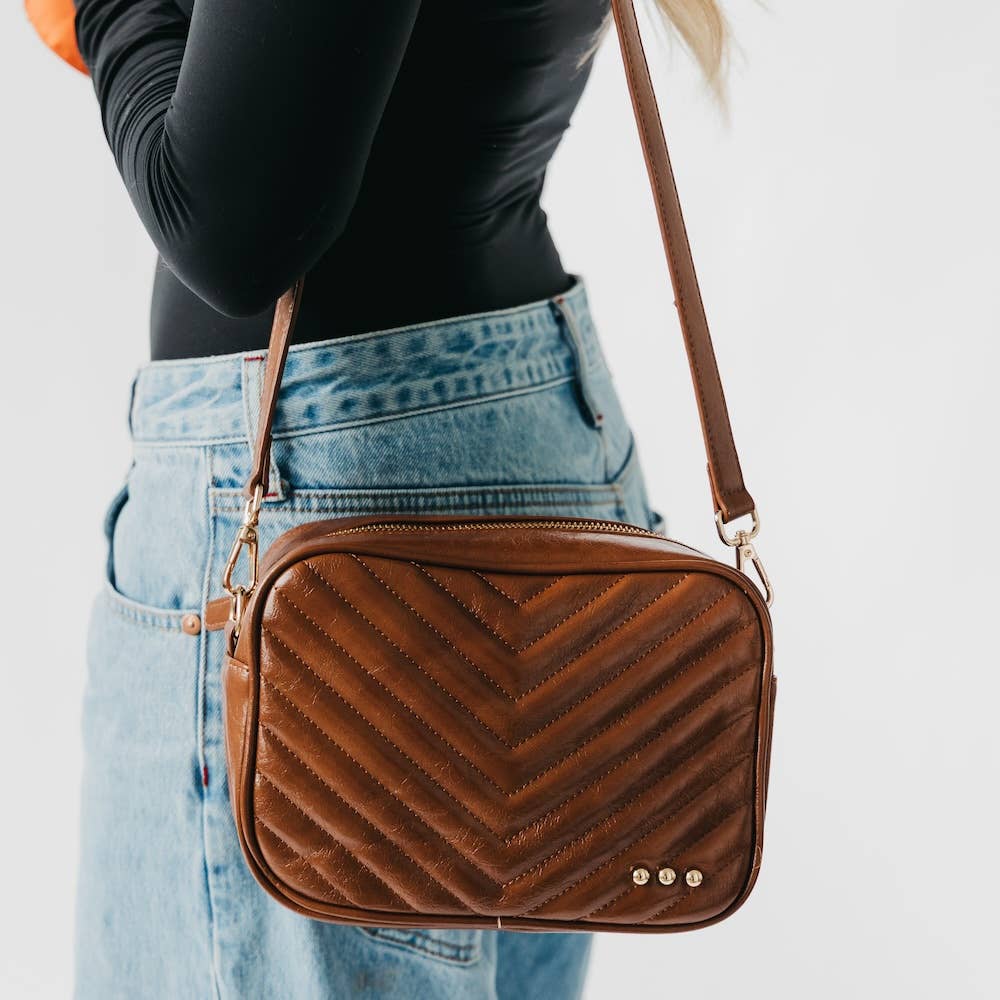 Coco Quilted Camera Crossbody Bag: Mocha