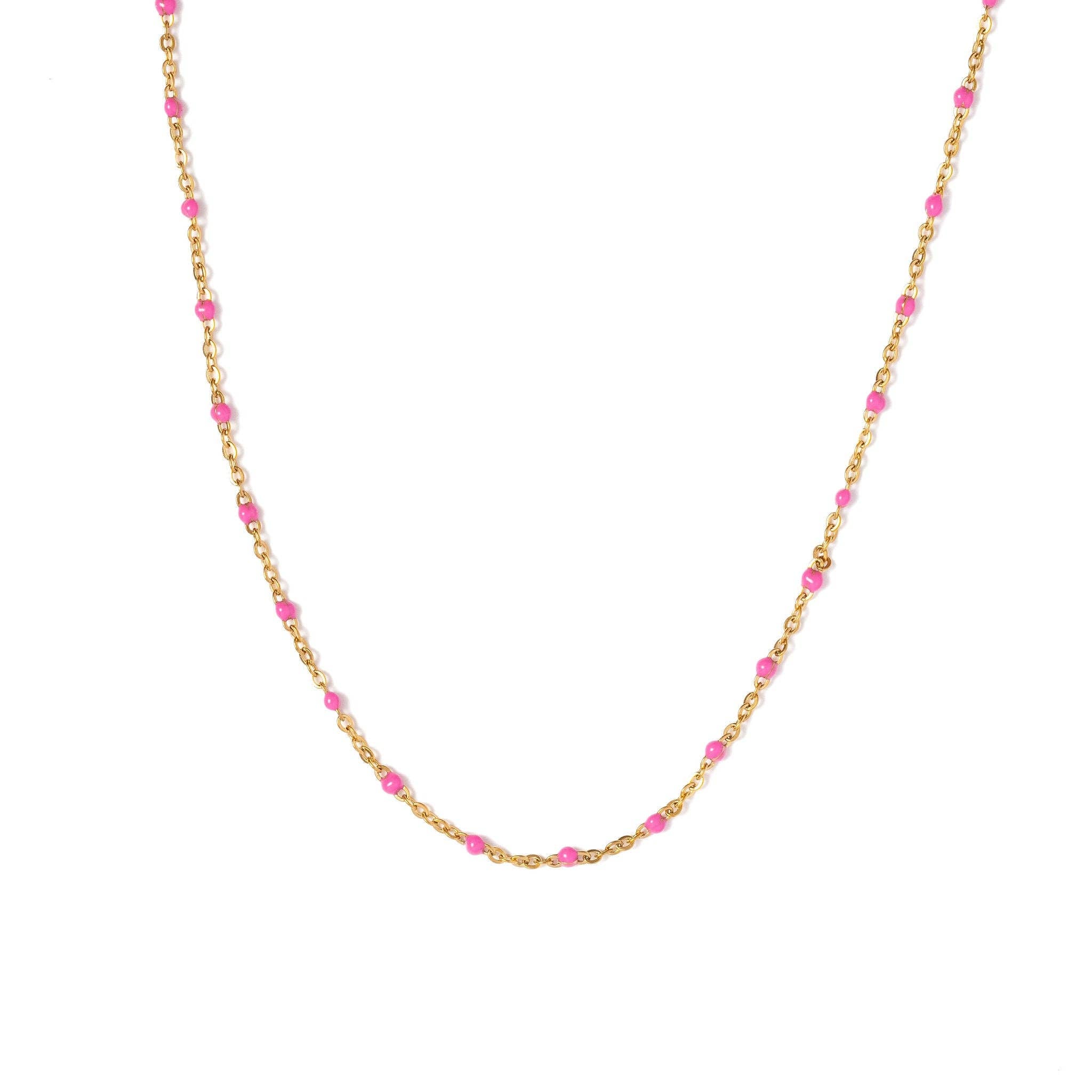 Enamel Bead Necklace: Rainbow