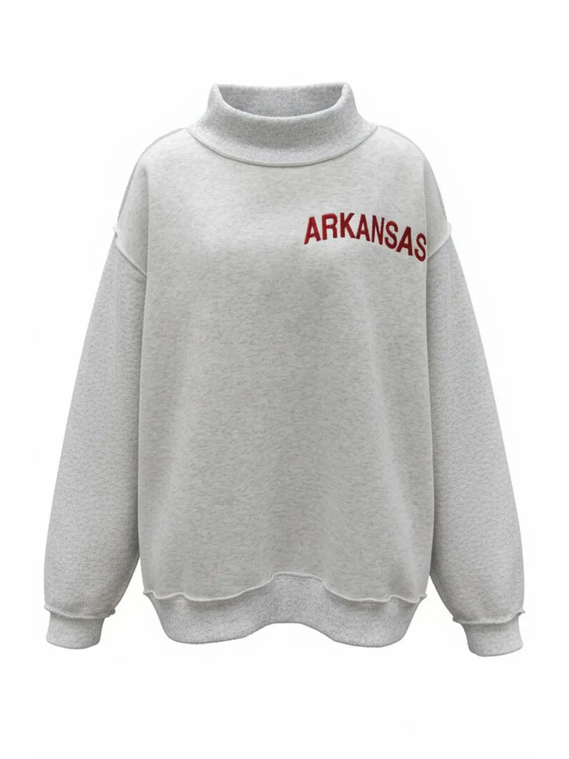 Embroidered "Arkansas" Mock Neck Pullover