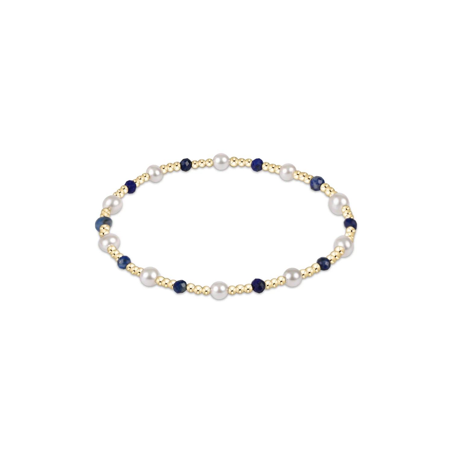 Pearl Sincerity Pattern 4mm Bead Bracelet- Lapis
