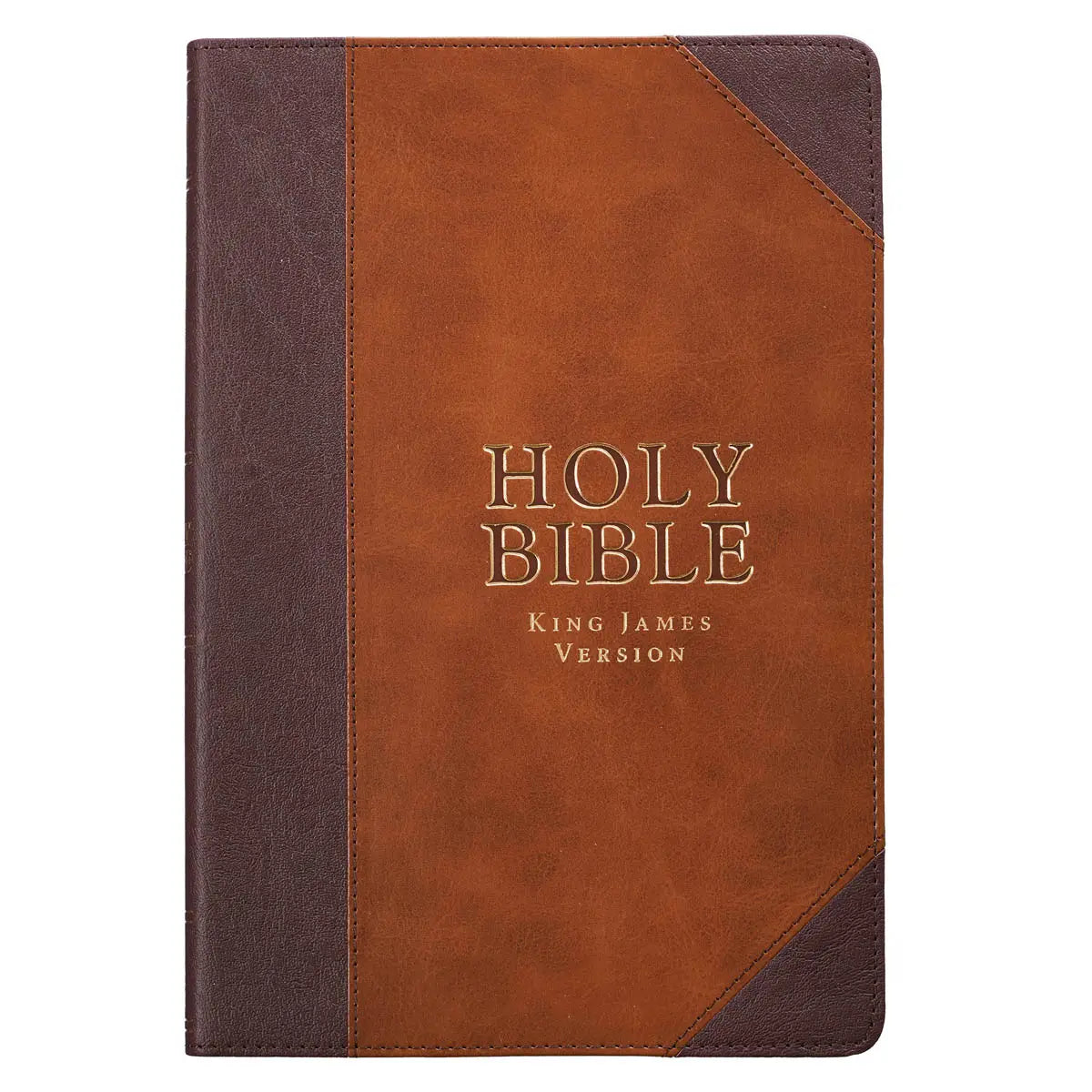 KJV Bible Thinline Large Print Faux Leather Brown Two-Tone